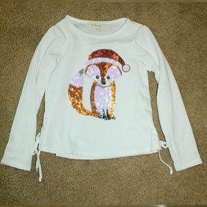 Girl's Sequin Fox Long Sleeve T-shirt